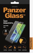 PanzerGlass Case Friendly Gehard Glas Screenprotector Geschikt voor Xiaomi Mi Note 10 Lite - Zwart