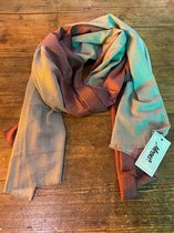 Wintersjaal Dames - Sjaal - Scarf - Glimmend Sjaal - Elegant roze met beige