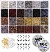 Fako Bijoux® - DIY Perles Set - verre Perles - Glas Dark Seed / Or/ Argent - Fabrication de Bijoux - 2 mm - 19200 Pieces