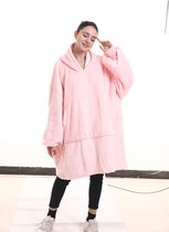 Deekie Hoodie Deken - Snuggie Snuggle Cuddle Hoodie - Tv Fleece Deken Met Mouwen - Oversized Hoodie Blanket - Voor Kids, Dames & Mannen - Roze