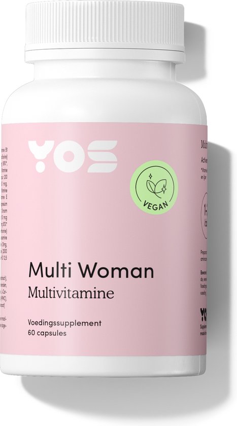 YOS Multivitamine – Multivitamine met Vitamine C, Vitamine D en Vitamine B12 – Multivitamine Vrouw – Multivitamine Man – Vegan Multivitamine – Voedingssupplement – 60 Stuks