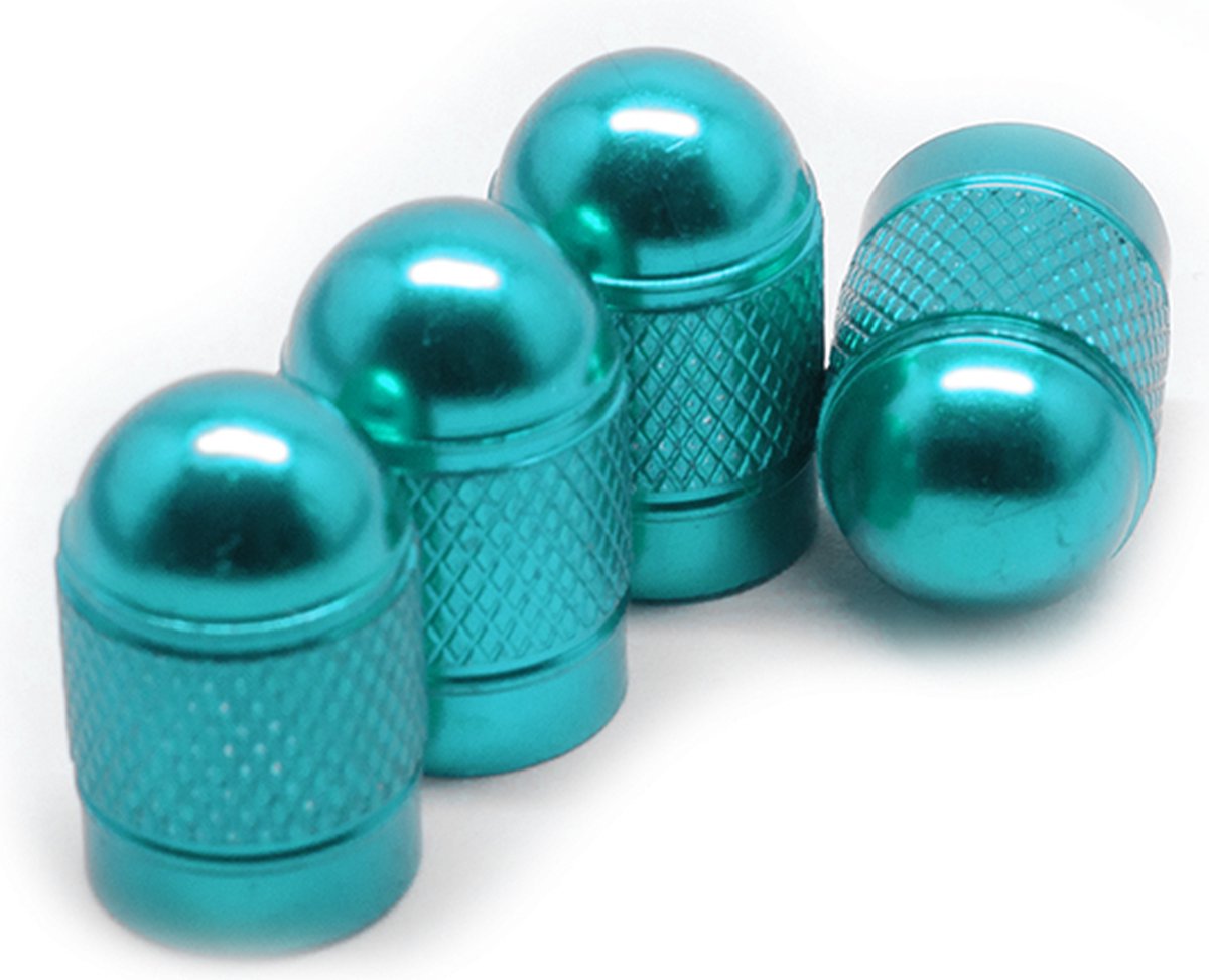 TT-products ventieldoppen Light Blue Bullets aluminium 4 stuks lichtblauw - auto ventieldop - ventieldopjes