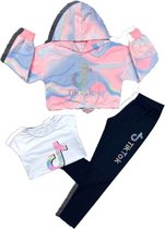 3-delig tie dye tik tok kleding set-pakje-meisjes-tik tok trui+tik tok legging+tik tok t-shirt- maat 152