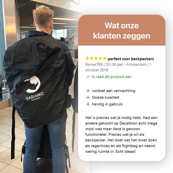 Sarhino Shield Premium flightbag en regenhoes voor backpacks - L 80-100l - zwart - flightbags