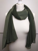 Lange dames sjaal Liesbeth tweezijdig gekleurd olijf groen smaragd