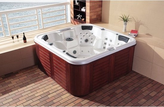 Aquila Outdoor Spa - 5 Persoons - 208x208 cm - 91 jets - Wit/rood - Incl. levering en plaatsing