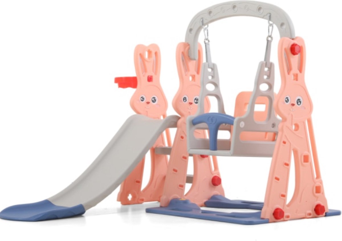 Dakta ® Kinder Speeltoestel met Glijbaan Roze | Indoor en Outdoor | Schommel en Glijbaan | Speeltoestel voor Thuis | 2 tot 10 jaar