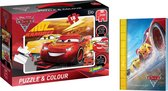 Cars - Puzzel - 18 Delig - Jumbo - Kleuren - Boekje - Verhaal van de film - Disney -