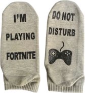 Korte Fun sokken Do not disturb I'm playing Fornite Grijs
