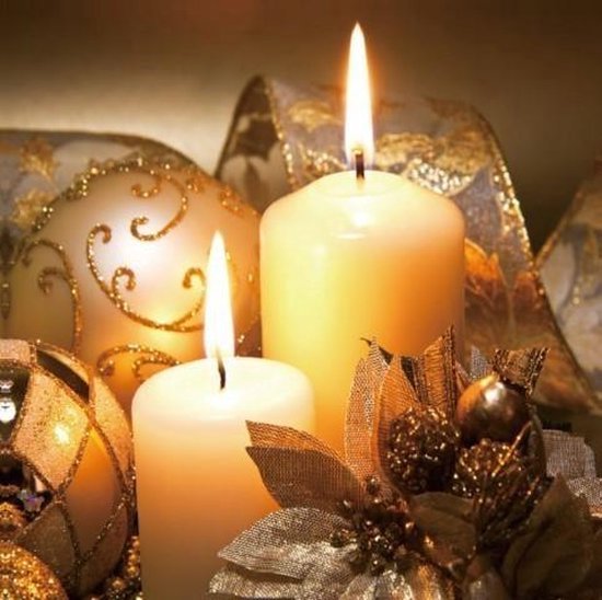 Schilderij met Led verlichting kaars / Schilderij met Led / Canvas kerst met... bol