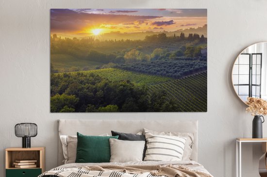 Tableau Toile Toscane - Paysage - Soleil - 150x100 cm - Décoration murale