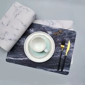 Placemat Set van 4 Stuks - Dubbelzijdig - Zwart Marmer - Wit Marmer - Black Marble - White Marble - 30x45cm - Anti-slip - Luxe - Chique Dineren