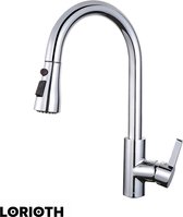 LORIOTH® Keukenkraan - Met Uittrekbare Mond - Handdouche - 3 Modes - Mengkraan - 40CM - Chroom