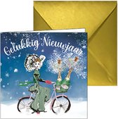 Zeeuwse oud en nieuw kaart - nieuwjaarskaarten - zeeuws meisje - nieuwjaarswensen - 5 st - feestdagenkaarten