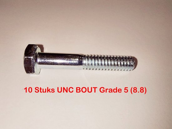 BOUT UNC - 1/4" X 1. 1/4" INCH - 20 GANGEN - AMERIKAANS - 10 STUKS - GRADE 5 (8.8 STERKTE) ZESKANT