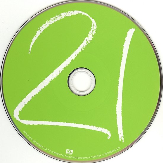 Groene cd met het getal 21 in witte strepen.