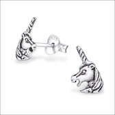 Aramat jewels ® - 925 sterling zilveren oorbellen eenhoorn geoxideerd