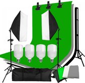 Dakta® Studio Set Achtergronddoek | Green screen | met SoftBox Studiolampen met Doek met Statief | Fotografie | set Fotolamp | LED