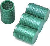 TT-products ventieldoppen 3-rings Green aluminium 4 stuks groen - auto ventieldop - ventieldopjes