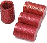 TT-products ventieldoppen 3-rings Red aluminium 4 stuks rood - auto ventieldop - ventieldopjes