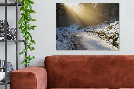 Canvas Schilderij De zon breekt door de bossen in het Engelse Nationaal park Northumberland - 80x60 cm - Wanddecoratie