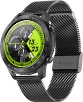 Tijdspeeltgeenrol smartwatch MX5 staal zwart - Stappenteller - Hartslagmeter - Bloeddrukmeter - Bluetooth - Waterdicht - Gezond - Fitness - 2021 model -