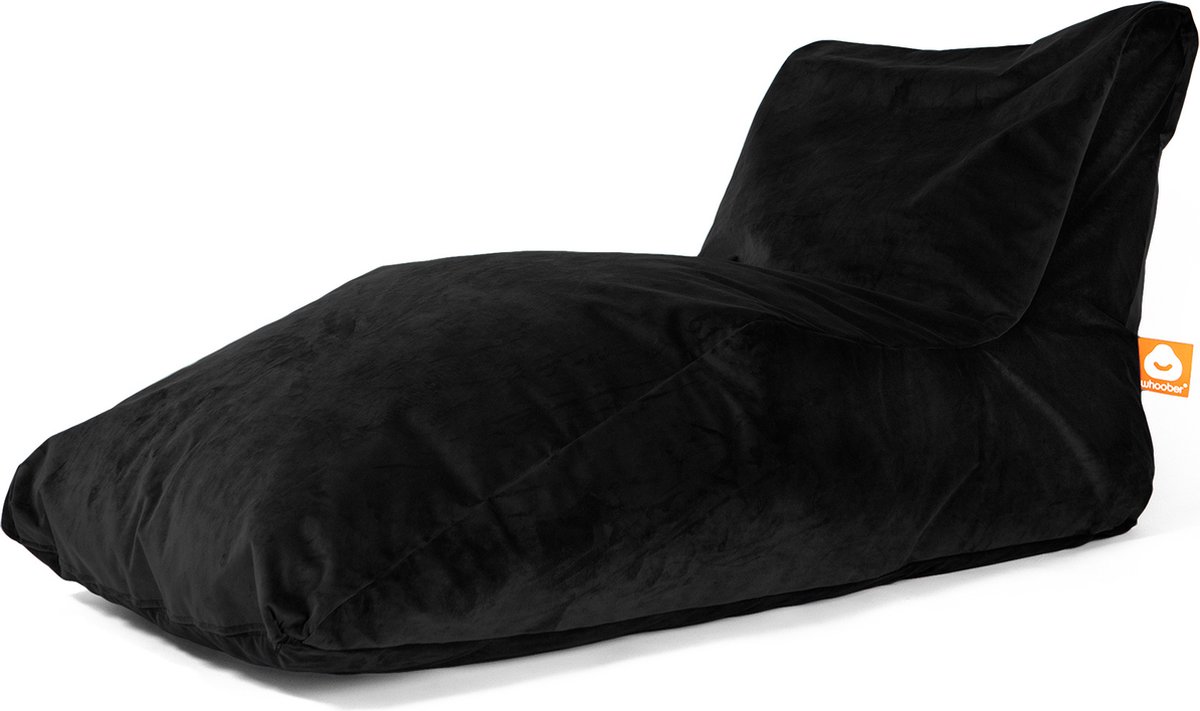 Whoober loungestoel zitzak Bali XL velvet zwart - Zacht en comfortabel - Wasbaar
