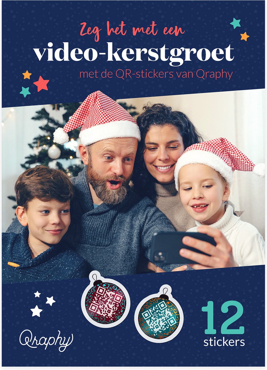 Kerst Videoboodschap! Qraphy QRCode Kerstballen Stickers 12