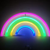 DecorVerlichting - Regenboog Lamp - Neon - Roze + Groen + Geel + Blauw - LED - USB of batterij - Wandlamp - Nachtlamp