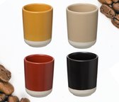 Multicolor - Espresso Kopjes - Espresso Glaasjes - Espresso - Set van 4 - Aardewerk - 10cl