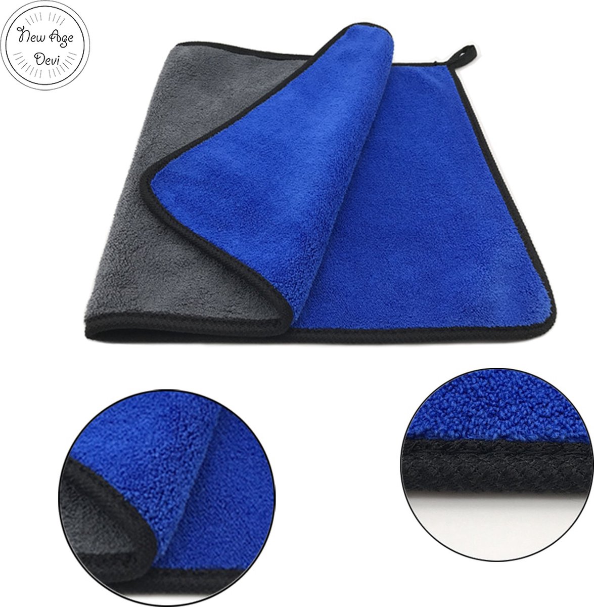 Goedkoopste Microvezel autodoek - Autopoetsdoek - Auto schoonmaken - Microvezeldoek - Droogdoek - 30/60cm - Blauw/Zwart