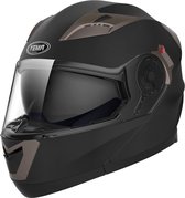 Yema Helmet Motorfiets Helm Opvouwbare Fullface Helm - Yema YM-925 Scooter Helm Crash Helm met Dubbele Vizier Zonneklep ECE voor Vrouwen Mannen Volwassenen-Zwart Matt-M