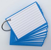 Leitner Flashcards - 50 flashcards A7 formaat (7,4 x 10,5 cm) - Blauw - Systeemkaarten - Flitskaarten - Indexkaarten - Flashkaarten - Gelinieerd dubbelzijdig - Perforatie & Klikrin