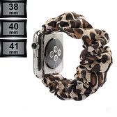 Compatible Apple Watch Bandje - Textiel Scrunchie - Apple iWatch Series 1/2/3/4/5/6/SE/7 - 38/40/41mm - Panter