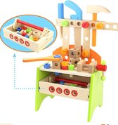 Ariko Houten Kinder Speelgoed Werkbank - Duurzaam - Deluxe Werktafel Met Schroeven Moeren Bankschroef & Gereedschap - Mini Gereedschaps Tafel - Kid Workshop