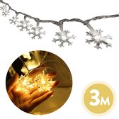 Kerstverlichting sneeuwvlokjes | Lichtsnoer | Kerstversiering | Kerstdecoratie voor binnen | Warm wit | 3 Meter