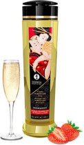Shunga Massageolie - Romance - Sparkling Strawberry Wine - Heerlijke Geur van Aardbeien - 240 ml - Erotische Massageolie