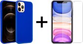 iParadise iPhone 13 hoesje blauw siliconen case hoesjes cover hoes - 1x iPhone 13 screenprotector