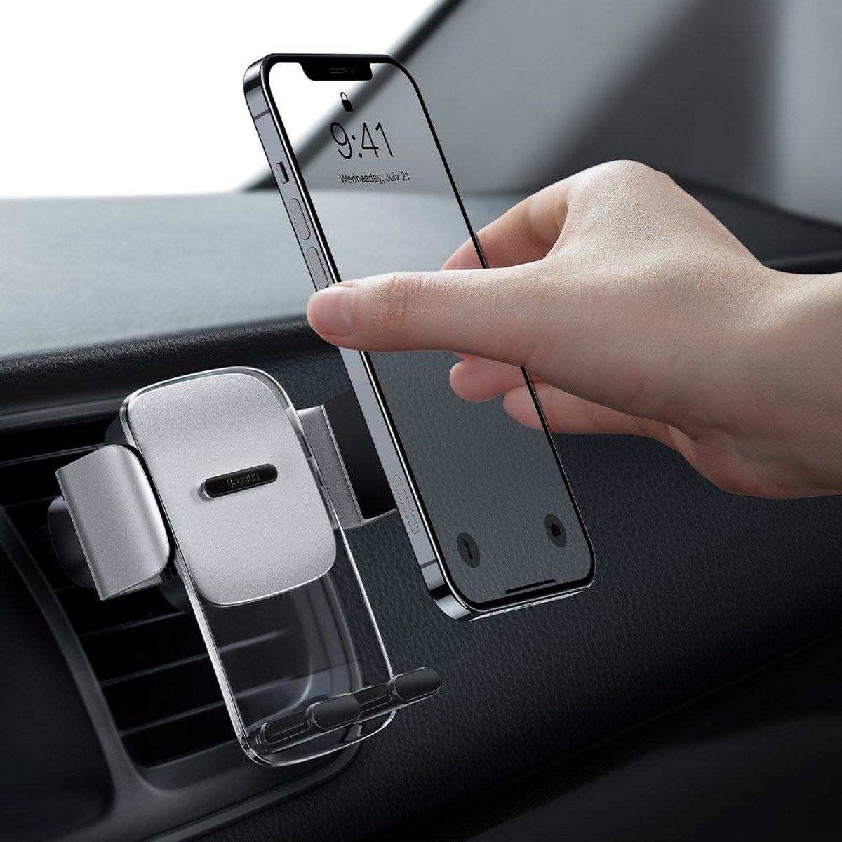 Baseus Wireless Car Charger Gravity Car Mount pour Samsung Galaxy A54 (5G)  - Support de téléphone pour voiture - Chargeur sans fil - Tableau de bord -  Noir