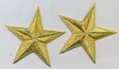 Sterren applicaties goudkleurig strijkbaar (7cm in diameter)