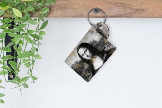 Porte-clés - Mona Lisa - Leonardo de Vinci - Zwart - Wit - Or - Plastique