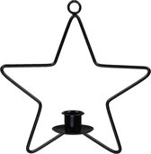 Oneiro’s Luxe kandelaar HANGER STAR ZSWART- 20 cm- kaarsenhouder - waxinelichthouder - decoratie – woonaccessoires – wonen - decoratie – kaarsen – metaal – hout