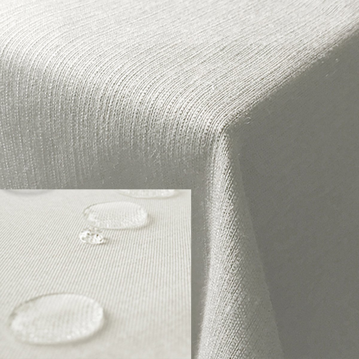 JEMIDI tafelkleed buiten 135 x 200 cm - Tafellaken afwasbaar - Tafelzeil buiten of binnen met linnenlook - Vuil- en waterafstotend - Wit