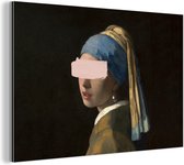 Wanddecoratie Metaal - Aluminium Schilderij Industrieel - Meisje met de parel - Vermeer - Verf - 180x120 cm - Dibond - Foto op aluminium - Industriële muurdecoratie - Voor de woonkamer/slaapkamer