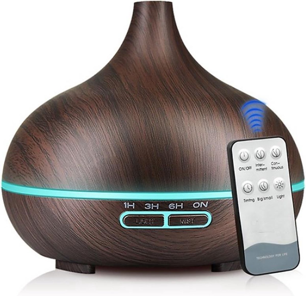 Goedkoopste Aroma Diffuser 300ML voor Aromatherapie - Incl. 1x Etherische Olie - Moderne Design - Aroma Diffuser - Luchtbevochtiger Aroma Therapie - Luchtbevochtiger met Ionisator - Aromatherapie - Geurverspreider - Luchtbevochtiger met Afstandsbediening - Donke