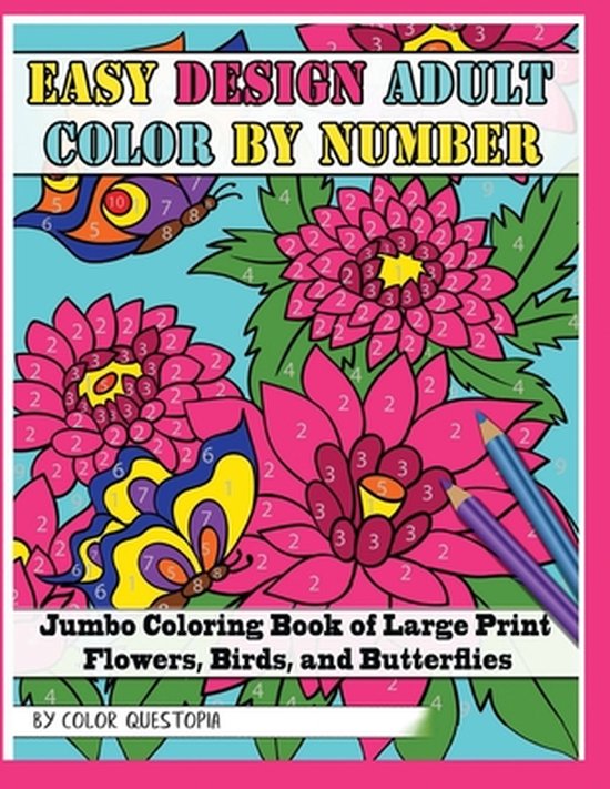 Color by Numbers for Adults- Easy Design Adult Color By Number - Jumbo ...