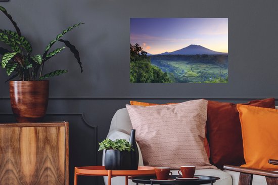 Sticker Muursticker Indonésie - Rizières en Indonésie - 60x40 cm - film adhésif autocollant - sticker mural repositionnable