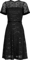La V  Kant jurk met een knop sluiting aan de achterkant Zwart 170