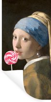 Muurstickers - Sticker Folie - Meisje met de parel - Vermeer - Lolly - 60x120 cm - Plakfolie - Muurstickers Kinderkamer - Zelfklevend Behang - Zelfklevend behangpapier - Stickerfolie