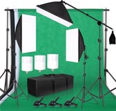 Happyment® Photo studio set - Lampe de studio - Softbox - Greenscreen avec système de fond - Greenscreen - Trépied